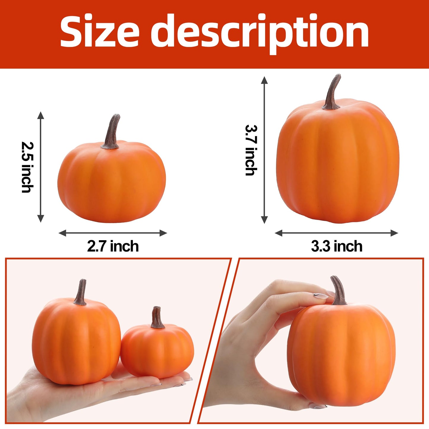 Orange Artificial Pumpkins, Harvest Decor Foam Pumpkin
