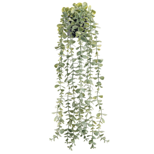 ELVASTON 1Pcs Fake Plants Hanging Artificial Potted Faux Eucalyptus Plants