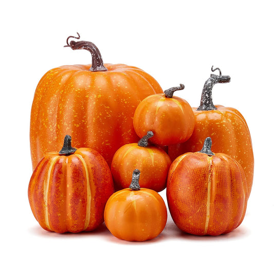 ELVASTON Autumn Pumpkin Decoration 7PCS Artificial Pumpkin