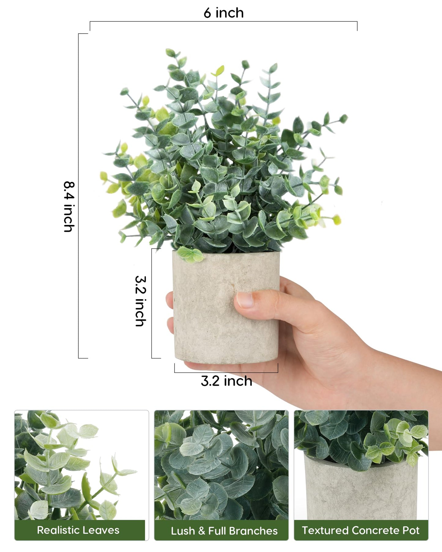 ELVASTON 2 Pcs Small Artificial Plants Eucalyptus