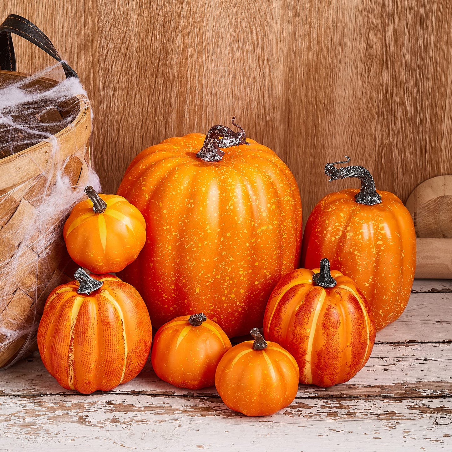 ELVASTON Autumn Pumpkin Decoration 7PCS Artificial Pumpkin