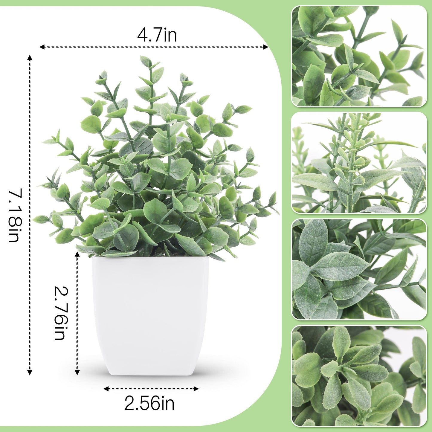 ELVASTON 4 Pack Fake Plants Mini Artificial Greenery Potted Plants