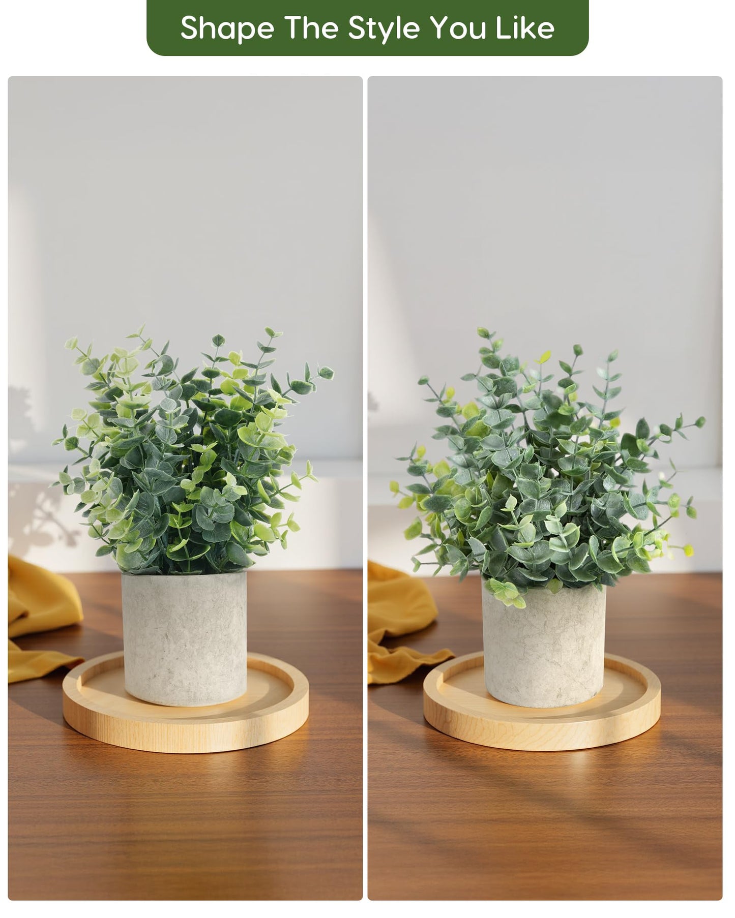 ELVASTON 2 Pcs Small Artificial Plants Eucalyptus
