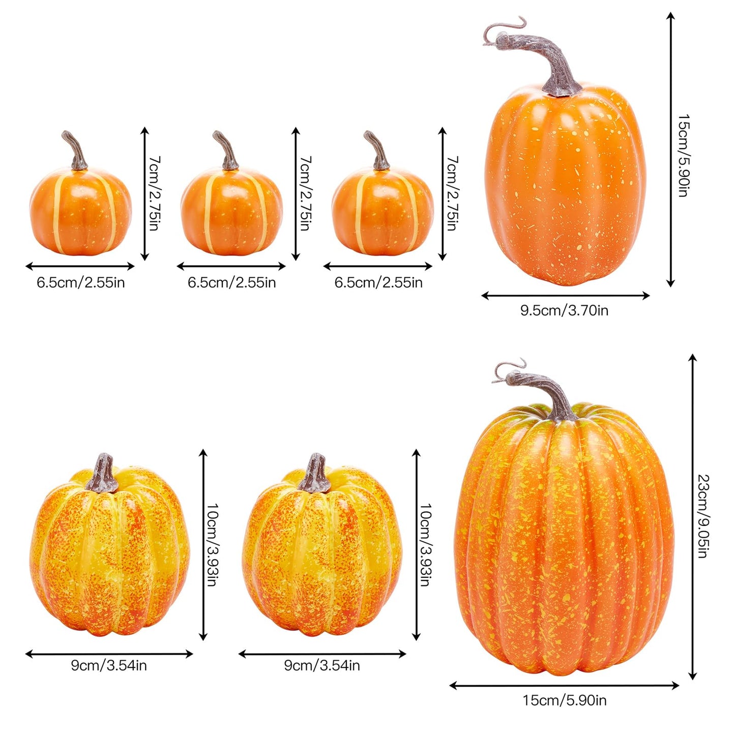 ELVASTON Autumn Pumpkin Decoration 7PCS Artificial Pumpkin