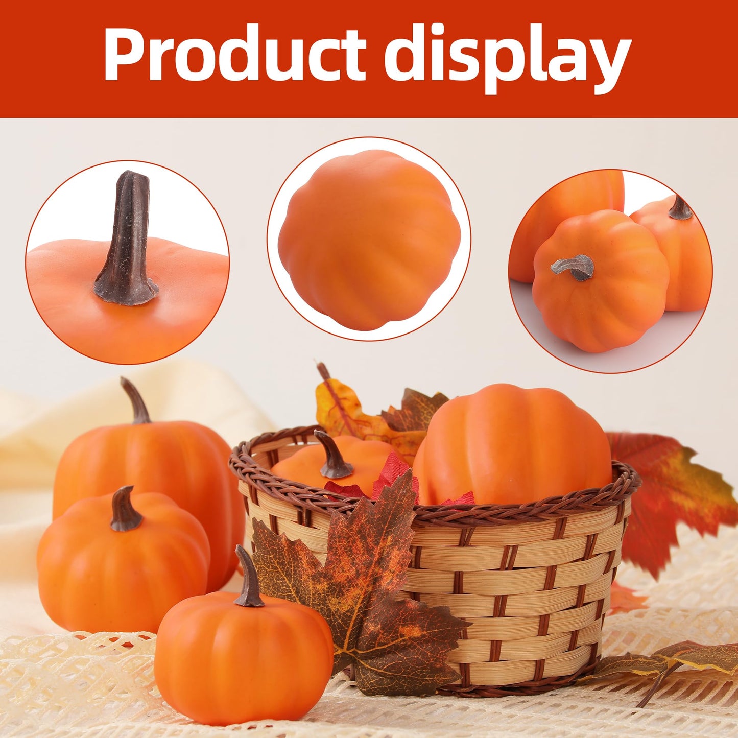 Orange Artificial Pumpkins, Harvest Decor Foam Pumpkin