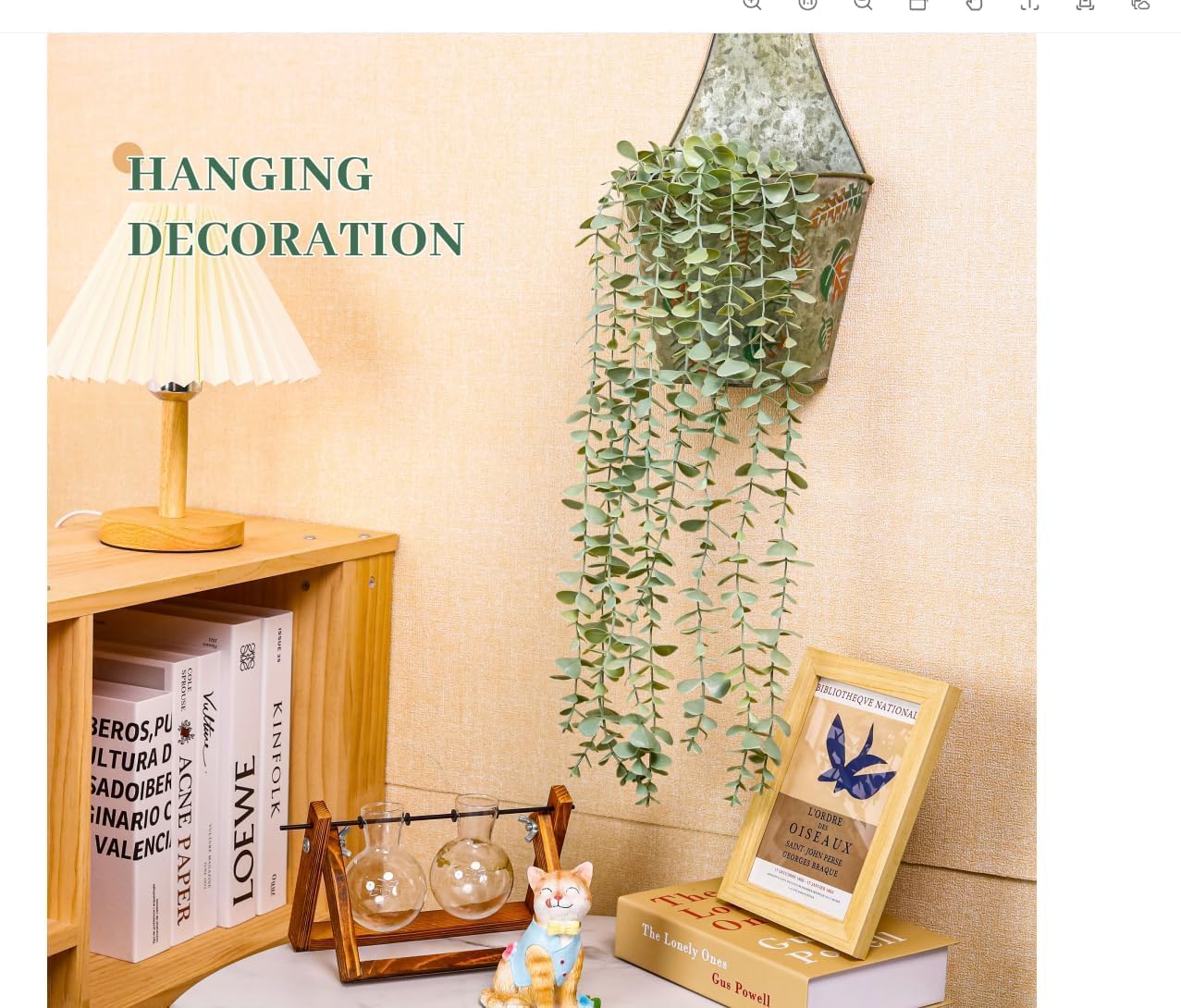 ELVASTON 1Pcs Fake Plants Hanging Artificial Potted Faux Eucalyptus Plants