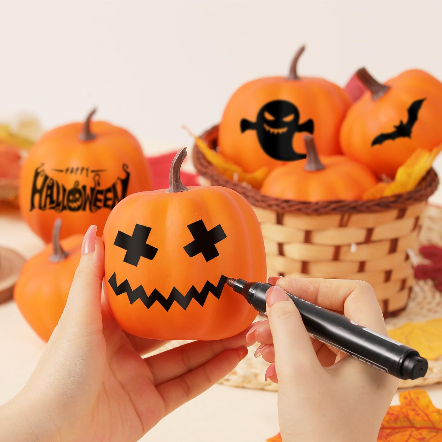 Orange Artificial Pumpkins, Harvest Decor Foam Pumpkin