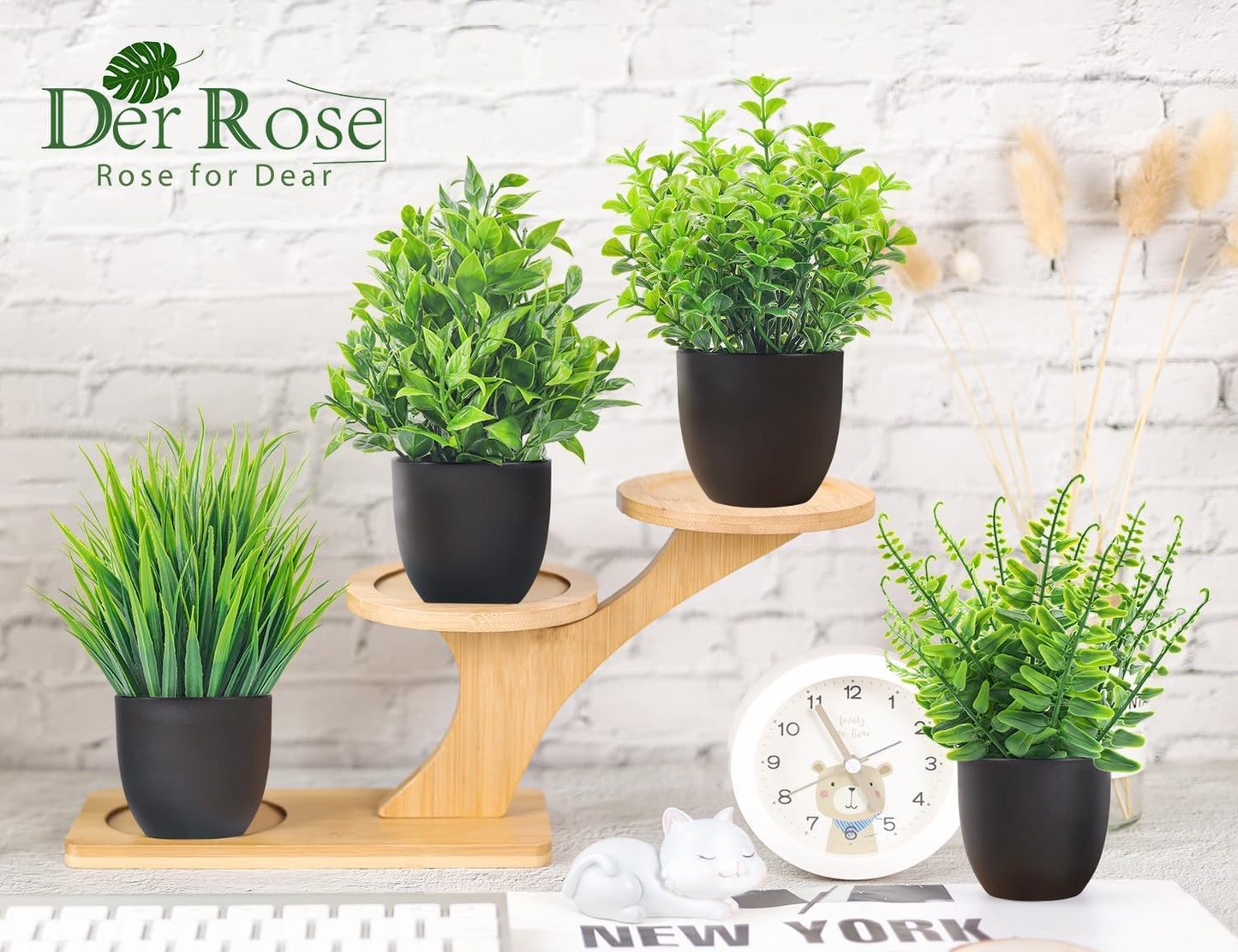 ELVASTON Fake Plants 4 Packs Artificial Plants