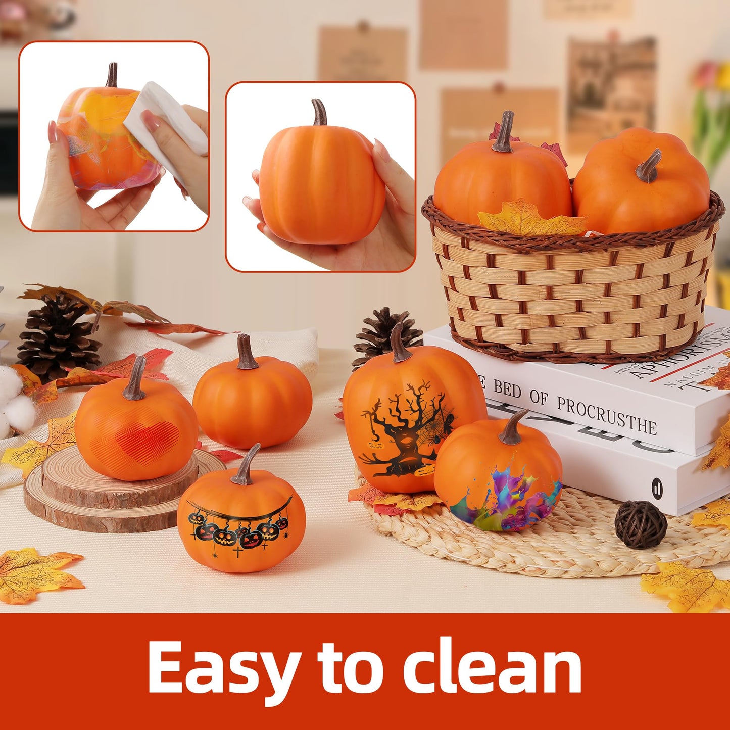 Orange Artificial Pumpkins, Harvest Decor Foam Pumpkin